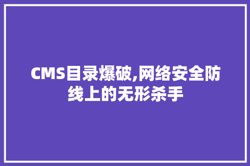 CMS目录爆破,网络安全防线上的无形杀手 搜狗SEO