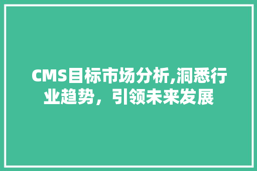 CMS目标市场分析,洞悉行业趋势,引领未来发展 必应SEO CMS目标市场分析,洞悉行业趋势,引领未来发展 必应SEO