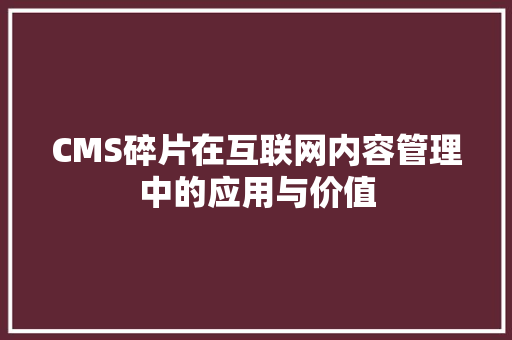 CMS碎片在互联网内容管理中的应用与价值 百度SEO