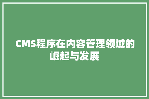 CMS程序在内容管理领域的崛起与发展 百度SEO