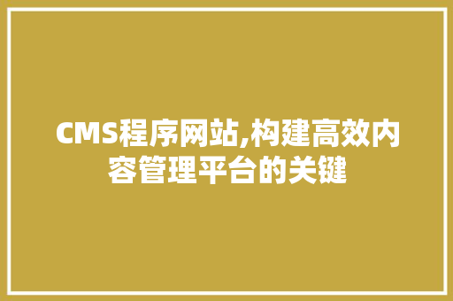CMS程序网站,构建高效内容管理平台的关键 必应SEO
