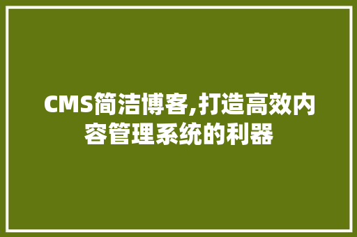 CMS简洁博客,打造高效内容管理系统的利器 必应SEO