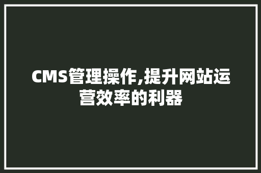 CMS管理操作,提升网站运营效率的利器 必应SEO