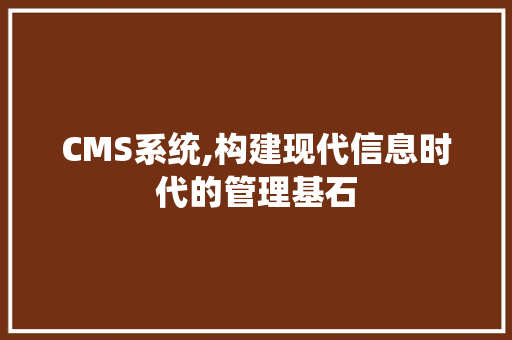 CMS系统,构建现代信息时代的管理基石 搜狗SEO