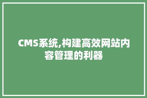 CMS系统,构建高效网站内容管理的利器