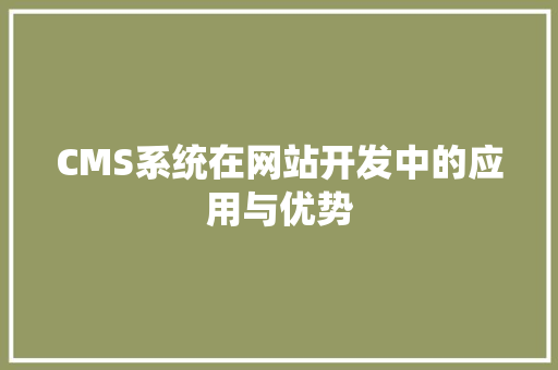 CMS系统在网站开发中的应用与优势