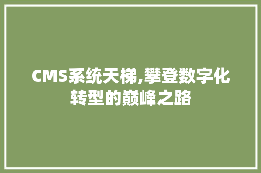 CMS系统天梯,攀登数字化转型的巅峰之路 百度SEO