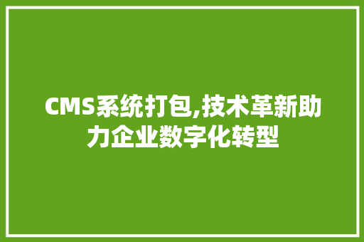 CMS系统打包,技术革新助力企业数字化转型