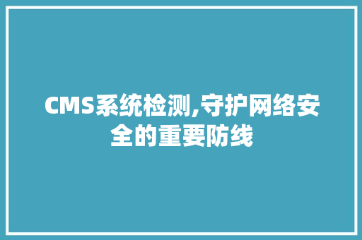 CMS系统检测,守护网络安全的重要防线