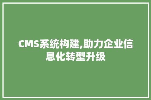 CMS系统构建,助力企业信息化转型升级 搜狗SEO