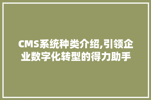 CMS系统种类介绍,引领企业数字化转型的得力助手 百度SEO