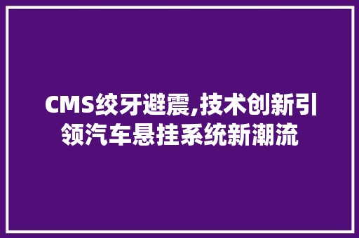 CMS绞牙避震,技术创新引领汽车悬挂系统新潮流