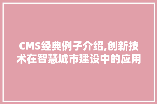 CMS经典例子介绍,创新技术在智慧城市建设中的应用