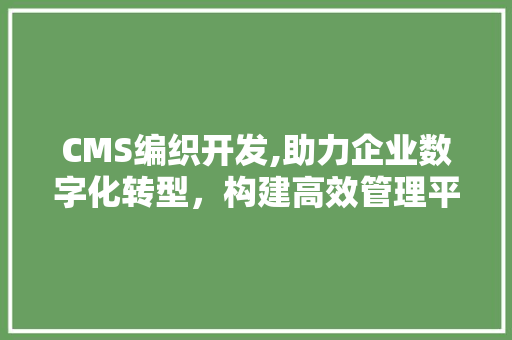 CMS编织开发,助力企业数字化转型，构建高效管理平台