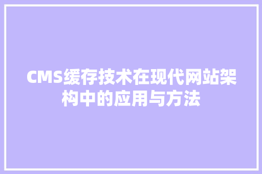 CMS缓存技术在现代网站架构中的应用与方法