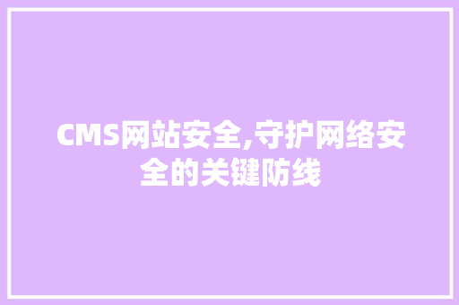 CMS网站安全,守护网络安全的关键防线 百度SEO