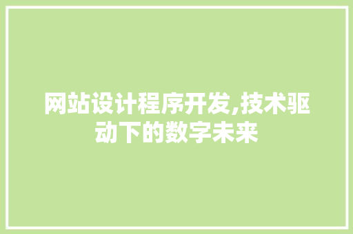 网站设计程序开发,技术驱动下的数字未来