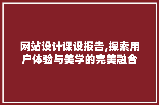 网站设计课设报告,探索用户体验与美学的完美融合 网站设计课设报告,探索用户体验与美学的完美融合 神马SEO