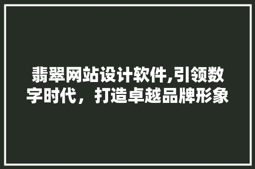 翡翠网站设计软件,引领数字时代，打造卓越品牌形象 翡翠网站设计软件,引领数字时代，打造卓越品牌形象 SEO关键词