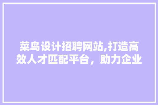 菜鸟设计招聘网站,打造高效人才匹配平台，助力企业腾飞 菜鸟设计招聘网站,打造高效人才匹配平台，助力企业腾飞 网站建设公司