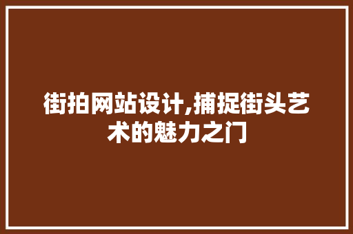 街拍网站设计,捕捉街头艺术的魅力之门 街拍网站设计,捕捉街头艺术的魅力之门 必应SEO