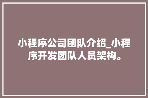 小程序公司团队介绍_小程序开发团队人员架构。 小程序公司团队介绍_小程序开发团队人员架构。 网站建设公司