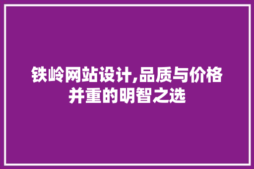 铁岭网站设计,品质与价格并重的明智之选