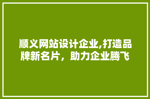 顺义网站设计企业,打造品牌新名片，助力企业腾飞 顺义网站设计企业,打造品牌新名片，助力企业腾飞 百度SEO