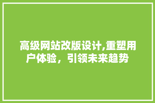 高级网站改版设计,重塑用户体验，引领未来趋势
