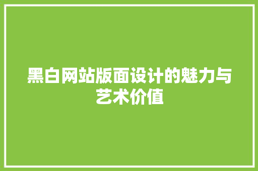 黑白网站版面设计的魅力与艺术价值 黑白网站版面设计的魅力与艺术价值 神马SEO