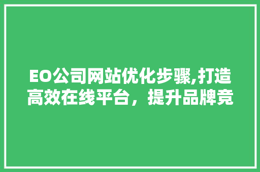 EO公司网站优化步骤,打造高效在线平台，提升品牌竞争力 EO公司网站优化步骤,打造高效在线平台，提升品牌竞争力 网站建设公司