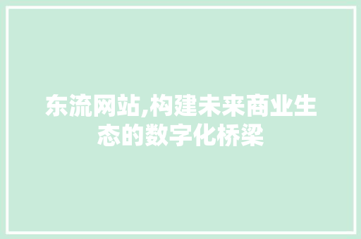 东流网站,构建未来商业生态的数字化桥梁 东流网站,构建未来商业生态的数字化桥梁 神马SEO