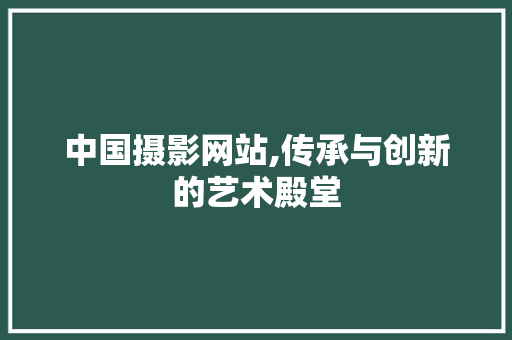 中国摄影网站,传承与创新的艺术殿堂 中国摄影网站,传承与创新的艺术殿堂 搜狗SEO