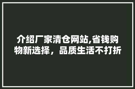 介绍厂家清仓网站,省钱购物新选择，品质生活不打折 介绍厂家清仓网站,省钱购物新选择，品质生活不打折 神马SEO
