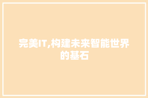 完美IT,构建未来智能世界的基石