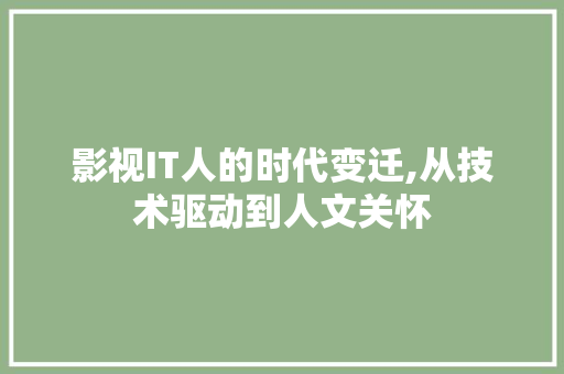 影视IT人的时代变迁,从技术驱动到人文关怀 百度SEO