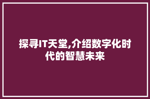探寻IT天堂,介绍数字化时代的智慧未来