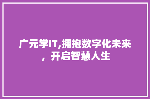 广元学IT,拥抱数字化未来，开启智慧人生