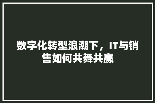 数字化转型浪潮下，IT与销售如何共舞共赢 搜狗SEO