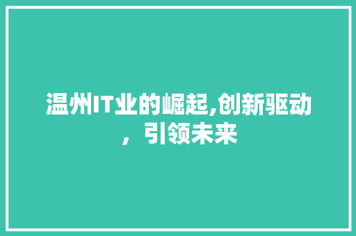 温州IT业的崛起,创新驱动，引领未来 SEO关键词