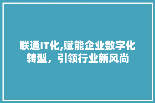 联通IT化,赋能企业数字化转型，引领行业新风尚