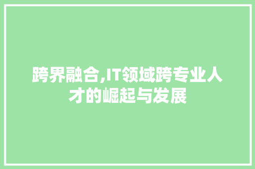 跨界融合,IT领域跨专业人才的崛起与发展