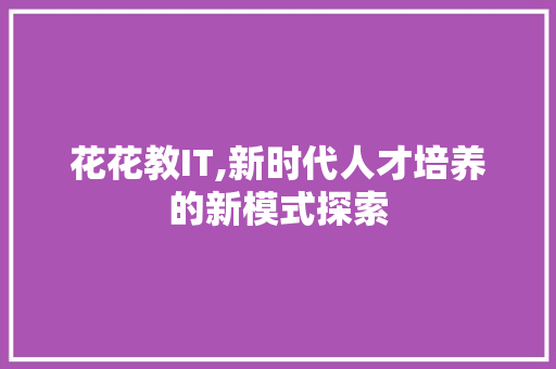 花花教IT,新时代人才培养的新模式探索 SEO关键词