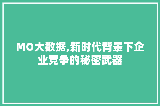 MO大数据,新时代背景下企业竞争的秘密武器