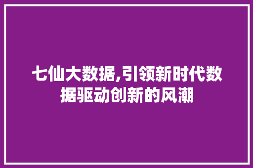 七仙大数据,引领新时代数据驱动创新的风潮 网站建设公司