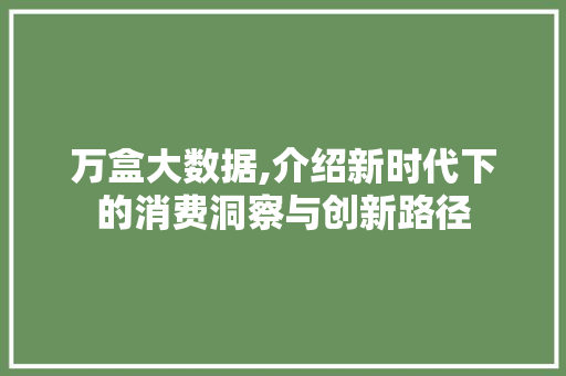 万盒大数据,介绍新时代下的消费洞察与创新路径