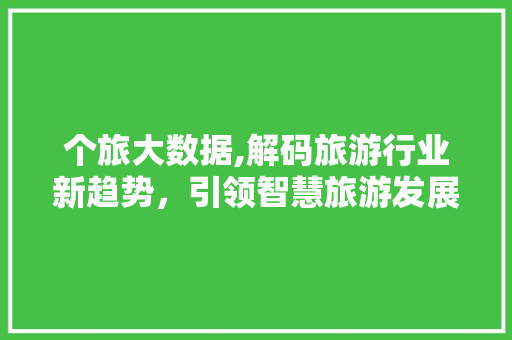 个旅大数据,解码旅游行业新趋势，引领智慧旅游发展新篇章