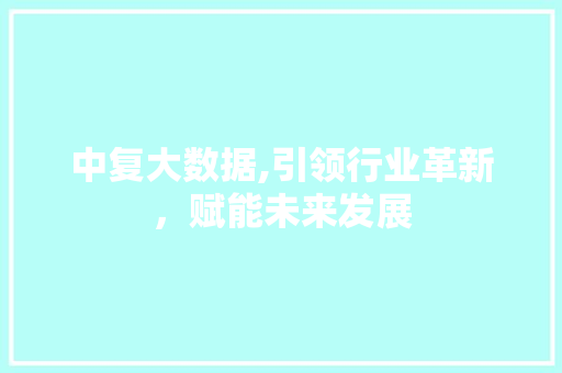 中复大数据,引领行业革新，赋能未来发展