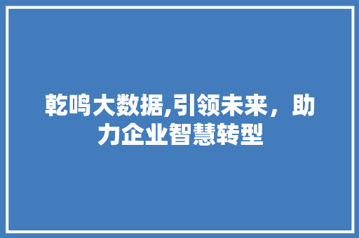 乾鸣大数据,引领未来，助力企业智慧转型