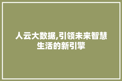 人云大数据,引领未来智慧生活的新引擎